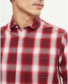 Chemise droite Geev à carreaux rouge