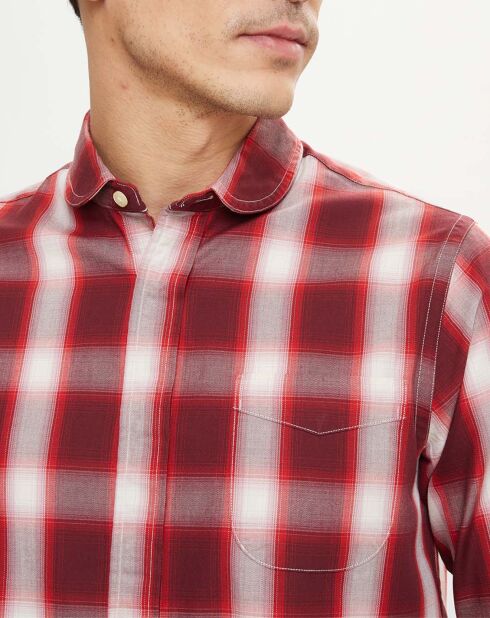 Chemise droite Geev à carreaux rouge