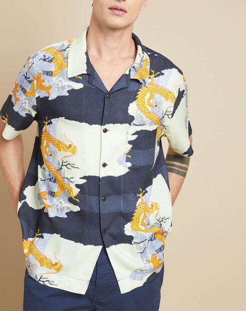 Chemise Faraway imprimée écru/marine