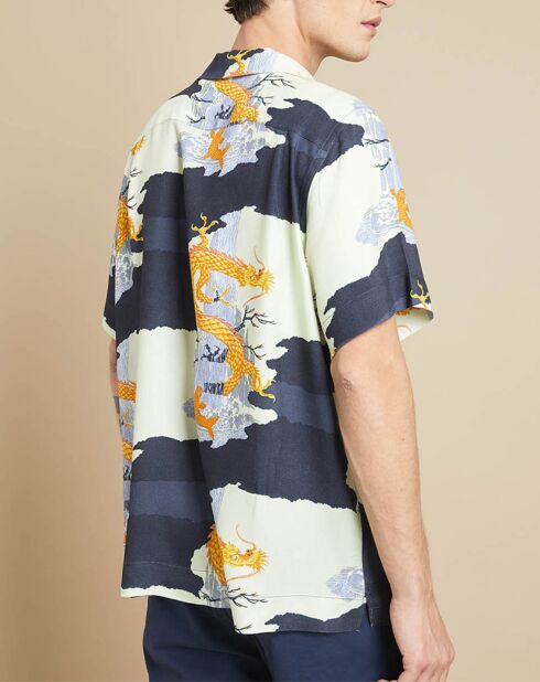 Chemise Faraway imprimée écru/marine