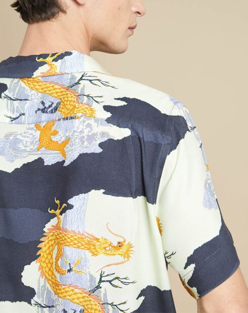 Chemise Faraway imprimée écru/marine