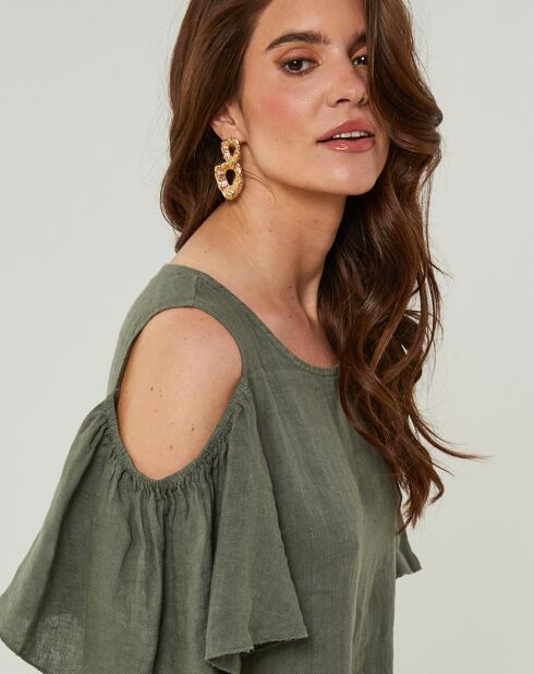 Robe 100% Lin Meline kaki