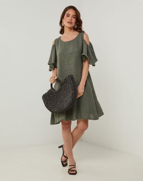 Robe 100% Lin Meline kaki
