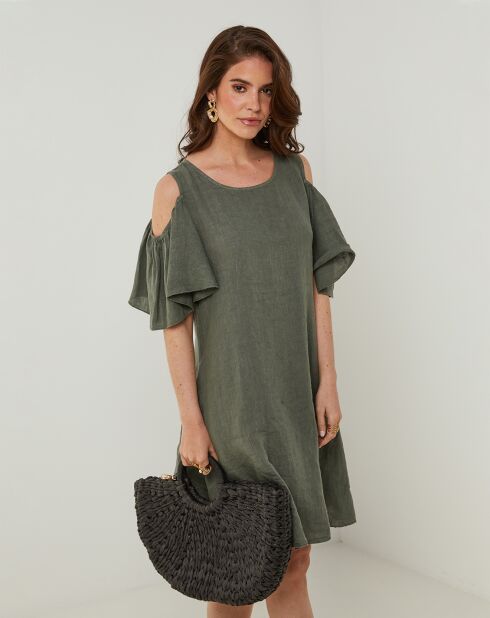 Robe 100% Lin Meline kaki