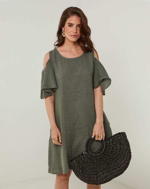 Robe 100% Lin Meline kaki