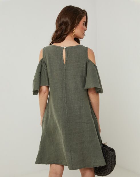Robe 100% Lin Meline kaki