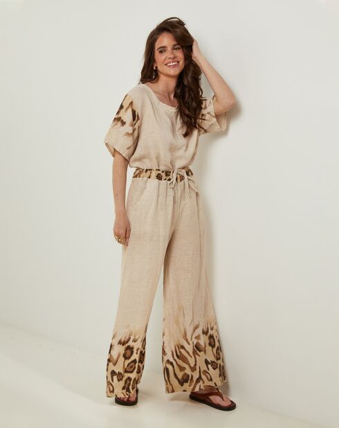 Pantalon 100% Lin Linda beige
