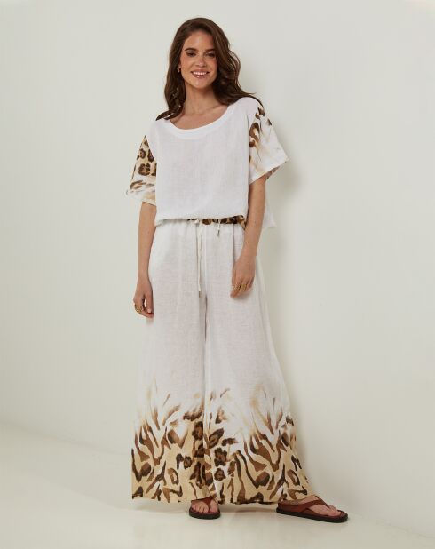 Pantalon 100% Lin Linda blanc