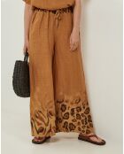 Pantalon 100% Lin Linda camel