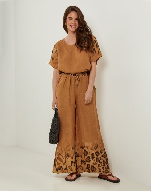 Pantalon 100% Lin Linda camel