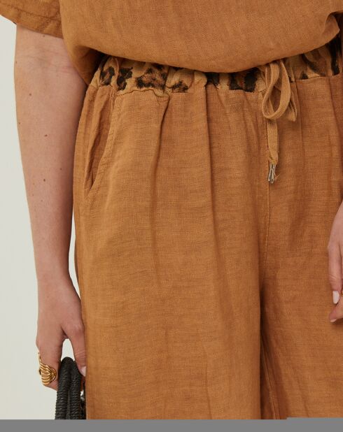 Pantalon 100% Lin Linda camel