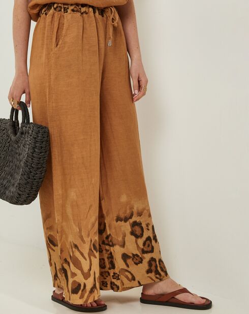 Pantalon 100% Lin Linda camel