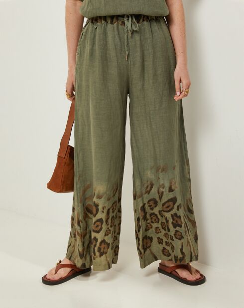 Pantalon 100% Lin Linda kaki
