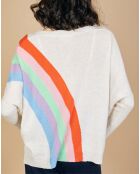 Pull poncho 100% Cachemire Intarsia Soleil col V nuage