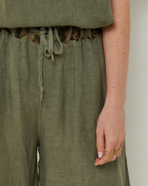 Pantalon 100% Lin Linda kaki