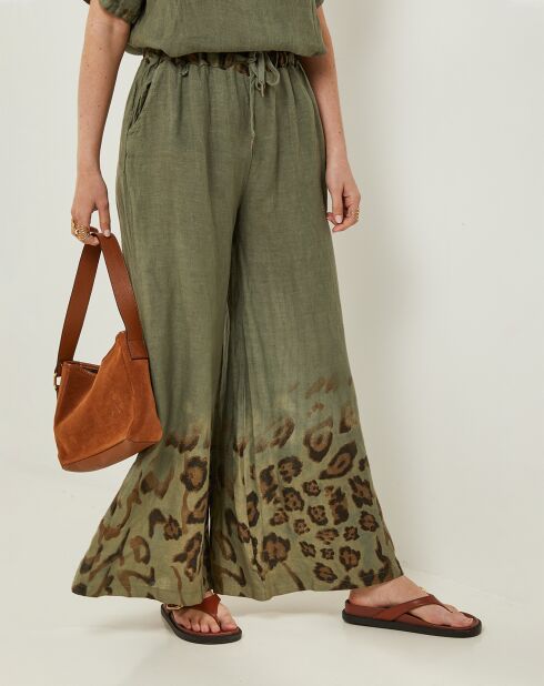 Pantalon 100% Lin Linda kaki