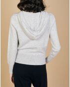 Gilet zippé à capuche en Laine & Cachemire Erica gris chiné clair