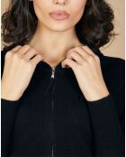 Gilet zippé à capuche Cachemire Erica noir