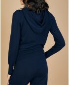 Gilet zippé à capuche en Laine & Cachemire Erica nuit/marine
