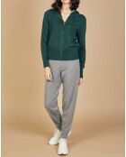 Gilet zippé à capuche en Laine & Cachemire Erica vert bouteille