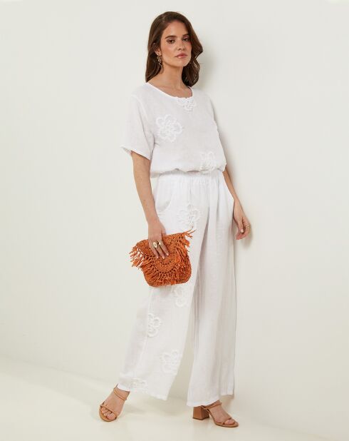 Pantalon 100% Lin Uma blanc
