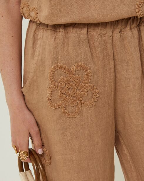 Pantalon 100% Lin Uma camel