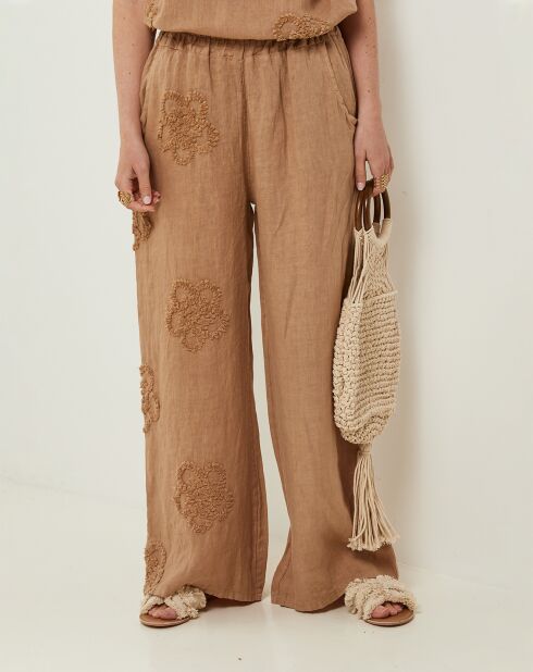 Pantalon 100% Lin Uma camel