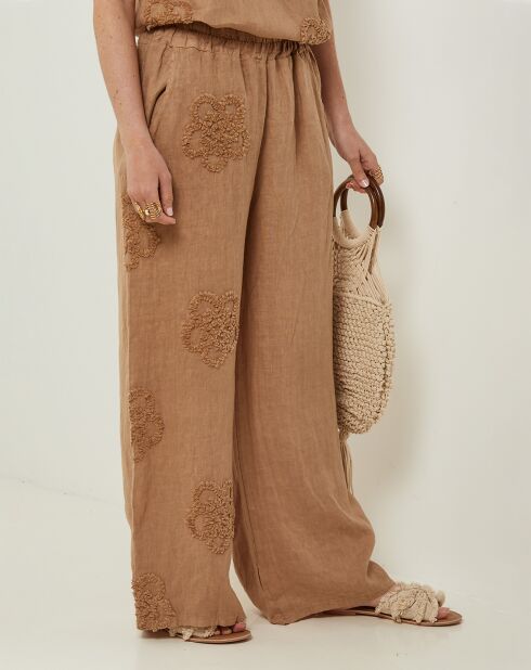 Pantalon 100% Lin Uma camel