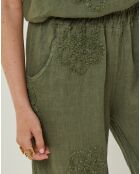 Pantalon 100% Lin Uma kaki