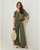 Pantalon 100% Lin Uma kaki