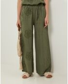 Pantalon 100% Lin Uma kaki