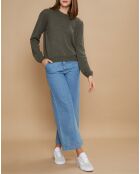 Pull 100% Cachemire Ines col rond tressé kaki grisé