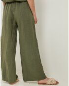 Pantalon 100% Lin Uma kaki