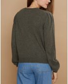 Pull 100% Cachemire Ines col rond tressé kaki grisé
