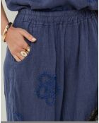 Pantalon 100% Lin Uma marine