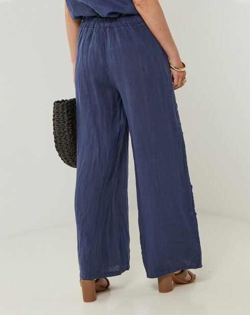 Pantalon 100% Lin Uma marine
