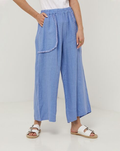 Pantalon 100% Lin Zoe ciel