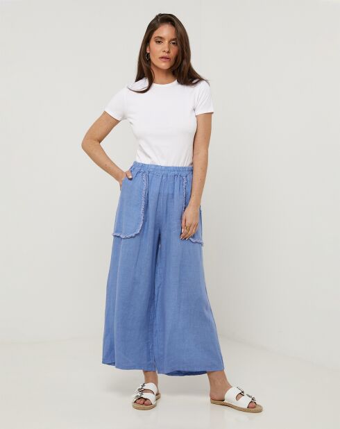 Pantalon 100% Lin Zoe ciel