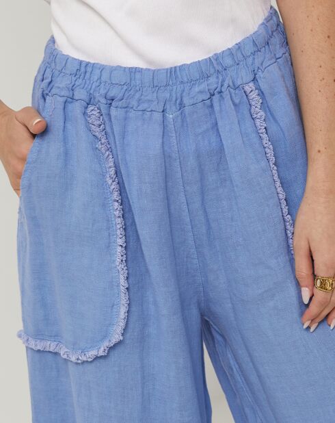 Pantalon 100% Lin Zoe ciel