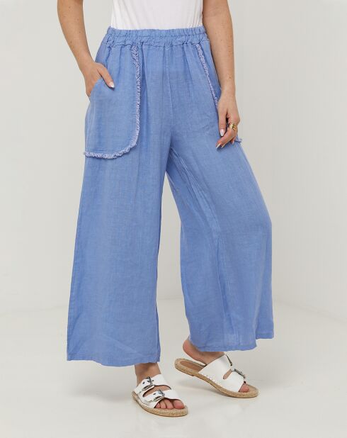 Pantalon 100% Lin Zoe ciel