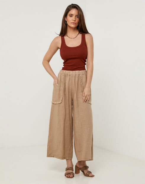 Pantalon 100% Lin Zoe camel
