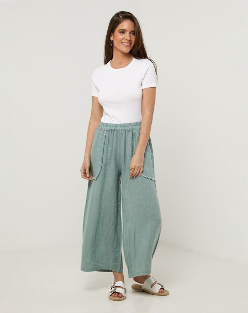 Pantalon 100% Lin Zoe vert