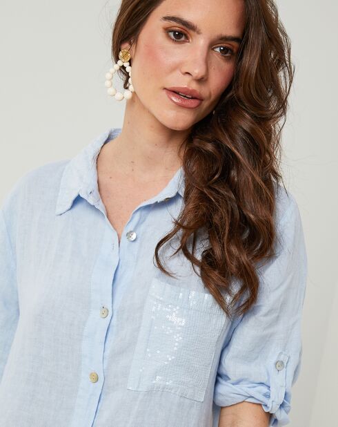 Robe 100% Lin Tilila ciel