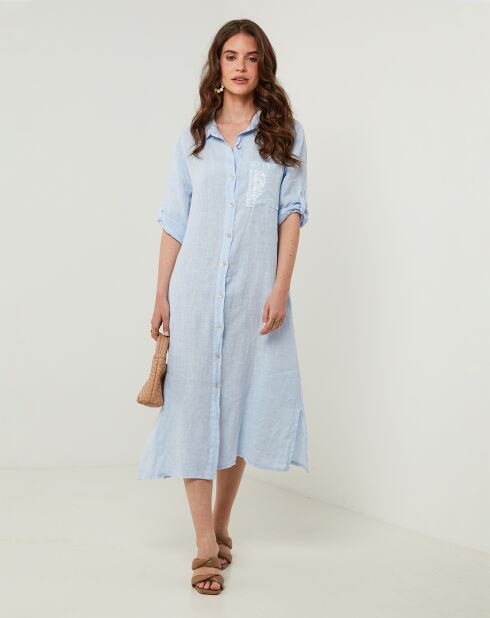 Robe 100% Lin Tilila ciel