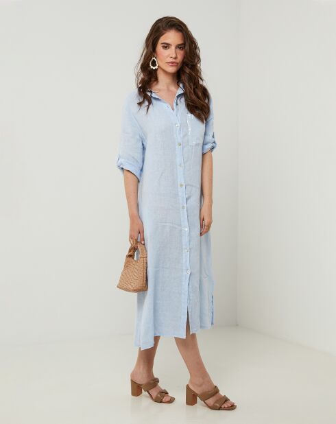 Robe 100% Lin Tilila ciel