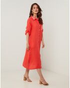 Robe 100% Lin Tilila corail