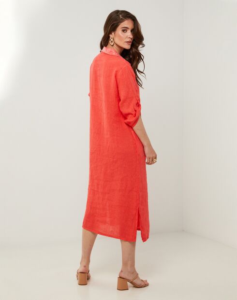 Robe 100% Lin Tilila corail