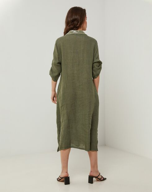 Robe 100% Lin Tilila kaki