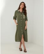 Robe 100% Lin Tilila kaki