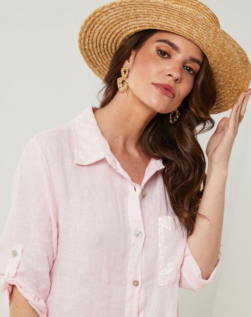 Robe 100% Lin Tilila rose